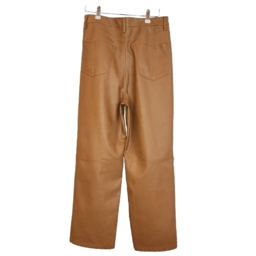 Blank NYC The Baxter Tan Vegan Leather Pants Straight Leg Size 29 High Rise Zip - Picture 3 of 14